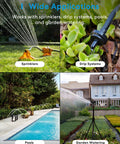 Smart WiFi Hose Timer for garden irrigation with brass inlet and outlet, works with HomeKit, Alexa, Google Assistant, in use
