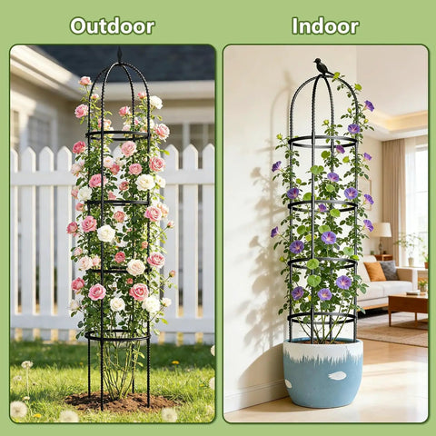 Six Foot Rustproof Metal Trellis With Plastic Coated Frame supporting climbing plants outdoors and indoors