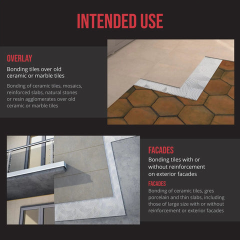 Pro-Grade Two-Component Reactive Adhesive for ceramic, mosaic, and stone tiles on floors and facades, heavy-duty bond.