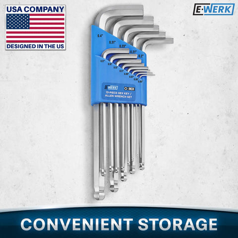 Cool Ball End Hex Key Set with 25 Degree Angle For Tight Spots And Torque Handle Crv Steel Precision L Wrench Kit 13 Piece Small Metric Tools For Cars And Household Gadgets. 13-piece inch hex key set in blue holder, 0.05" to 0.4", Crv steel