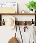 Wall Mount Coat Rack With Shelf And Hooks, No-Fuss Space Saving Entryway Organizer For Coats Hats Bags Keys And More, Floating Hall Shelf
