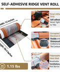 Heavy Duty Self Adhesive Ridge Vent Mesh Roll 12 X 98.4 Inches, showing butyl adhesive and aluminum edge for ventilation.