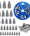 Bullet Fishing Sinkers Set 29 Pieces With Five Sizes 1/16 Oz 1/8 Oz 3/16 Oz 1/4 Oz 3/8 Oz For Bass And Freshwater Fishing Slip Sinker Worm Sinker Weights In A Handy Plastic Storage Box