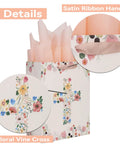 13 Inch Large Light Yellow Floral Gift Bag Set With Greeting Card And Tissue Paper For First Communions Baby Girl Baptisms Christenings And Religious Occasions One Piece showing floral vine cross and satin ribbon handle