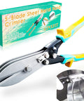 Five Blade Sheet Metal Hand Crimper For Downspouts Ductwork Venting And Stove Pipe Quick Crimp For 20 Gauge Steel And 28 Gauge Stainless Steel Multifunction Tool For HVAC Gutter Round Ductwork And Metal Pipe.