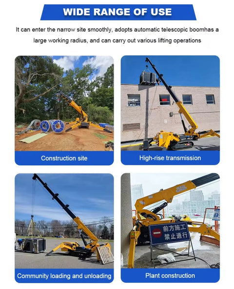 Image of Pro Grade Mini Crawler Crane With Three Ton Hydraulic Lift System and Portable Folding Electric Hoist at a construction site.