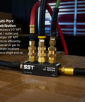 Air Manifold With 1/2 NPT Inlet And 1/4 NPT Outlet on box, displaying multi port distribution for air compressors