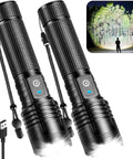 Insanely Bright 99,000 Lumen Rechargeable LED Flashlight Two Pack With Five Modes For Home, Camping And Emergencies
