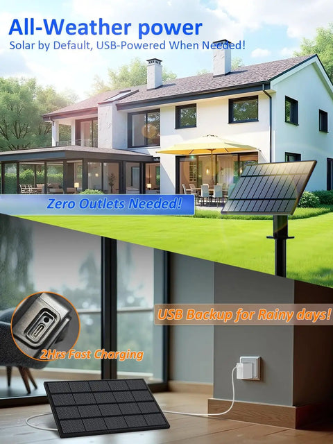 50 Foot Solar String Lights Outdoor Waterproof With 18 Plus 1 LED Bulbs Dual Power Solar USB Back Up 20 Plus Hours Glow Lit installed with solar panel and USB plug