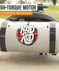 Ground Force Rad Rod Pocket Go Kart For Kids Six And Up With Ten MPH Top Speed And Forty Minute Run Time Featuring A 150 Watt Chain Driven Motor And A 24 Volt Rechargeable Battery Quiet Family Friendly Ride For Powerslides Drifts And Burnouts rear motor view