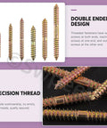 Straight Up Built Tough Double Ended Screws Assortment Kit Featuring Zinc Plated Hanger Bolts For Furniture And Woodworking Assembly In Six Handy M6 M8 Sizes, showcasing varied lengths and precision threads.