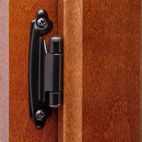 Close-up of 2 Pack Self Closing Cabinet Hinges With Concealed Soft Close Overlay Flush Mount For Cabinets And Furniture Doors No Visible Hardware Sleek Hidden Hinge System For Kitchen Bathroom And Closet Easy Install Black