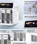 3 In 1 Countertop Ice Maker Featuring An Automatic Ice Crusher And Water Dispenser To Make Bullet Ice Shaved Treats Or Slush Fast in a sleek design with dual dispensers.