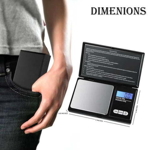 Pocket Scale With Backlit LCD Display, 200g Capacity, 0.01g Precision shown in hand and open to display