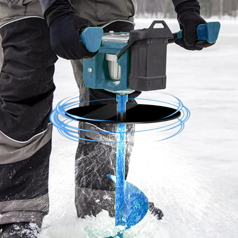 Using Auger Drill Attachment for Ice Fishing Gear with 7.8 Inch Stopper Disc and 304 Stainless Steel Anchor Adapter