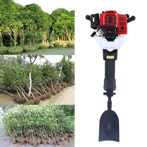 Gas Powered Garden Excavator With Wide Shovel 52cc 2 Stroke Earth Auger for tree transplanting with plant images