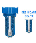 Zinc Alloy Desiccant Air Dryer Inline Filter And Moisture Separator With Poly Bowl 3/8 NPT showing desiccant beads detail