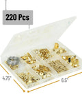 Picture Hanging Kit 220 Pieces Gold Hardware Set With Assorted Hooks Nails Sawtooth Hangers D Rings Steel Wire Ring Hooks