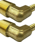 2 Pack 1/4 Inch Hose Barb To 1/4 Inch NPT Male 90 Degree Beefy Brass Elbow Fittings, Leak Resistant, Durable Threaded Design