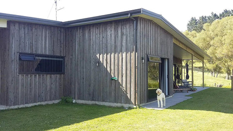 Wood Stain And Treatment In Silvery Patina For Exterior And Interior Use 5 Gallon Kit Covers Up To 750 Sq Ft VOC Free No Maintenance Finish Ideal For Decks Fences And Siding on wooden house exterior