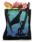 Retro Wing Foil Tote Bag For Wingsurfing And Wingboarding Fans With Colorful Vintage Wingfoil Design, groceries inside