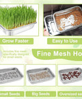 Stainless Steel Sprouts Growing Kit 2 Tier 10 Inch Trays with Encrypted Mesh Filters for beans, alfalfa, broccoli, wheatgrass.