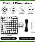 6 Pack Universal Sports Net Repair Kit With 100 Nylon Zip Ties And 20x20cm Net Patches For Soccer Hockey Football Golf Baseball Nets
