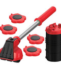 Heavy Duty Furniture Lifter With Four Sliders For Easy Moving, Appliance Roller For Sofas, Couches And Fridges, Adjustable Height, 660 Lbs Per Wheel, Red.