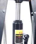 Close-up of the hydraulic jack in the Badass 6 Ton Hydraulic Shop Press A Frame Design With Adjustable Benchtop Stand.