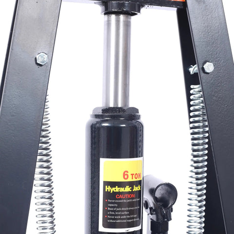 Close-up of the hydraulic jack in the Badass 6 Ton Hydraulic Shop Press A Frame Design With Adjustable Benchtop Stand.