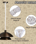 Premium White Fabric Chandelier Cord Covers That Tuck Away Messy Wiring Smoothly, showcasing natural burlap material and hook closure.