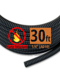 30 Feet Flame Retardant Split Wire Loom Tubing One Quarter Inch Inner Diameter Black Cable Sleeve Protectors
