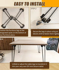 Installation steps for Heavy Duty Foldable Hairpin Table Legs Four Pack Sixteen Point Five Inch Top Tier Solid Steel Furniture Base.