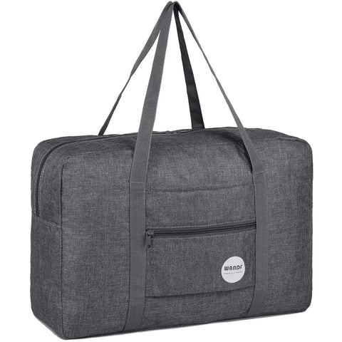 Underseat Travel Duffel Bag 18x14x8 Inches 25L Foldable Personal Item Carry On Luggage Denim Grey for Women, front view