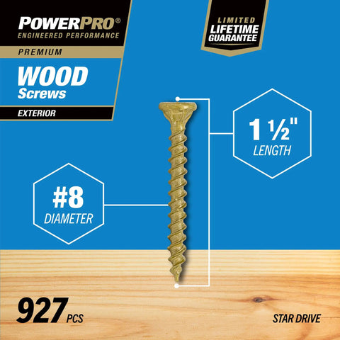 Go-To Exterior Wood Deck Screws Set For Outdoor Projects Bronze Finish Size 8 By One And A Half Inch Star Drive 927 Pack