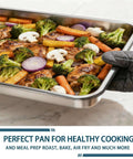 Six Pack Half Size Aluminum Baking Sheets Set For Oven Roasting PFOA PFOS PTFE Free Bare Aluminum Heavy Duty Trays in use