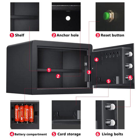 Open Fingerprint Safe Box For Home Security Grab And Go Quick Access Safe For Cash Jewelry And Valuables 1.0 Cubic Feet Gun Storage