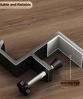 Aluminum Alloy Headphone Stand For Desk Mount, Under Desk Headset Holder with Anti-Slip Pad, showcasing secure screw clamp.