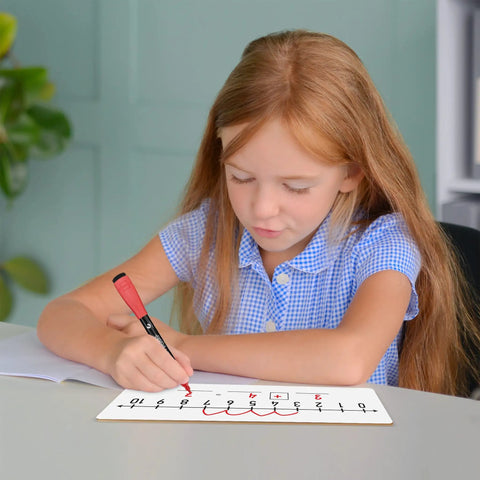 Child using Double Sided Dry Erase Number Line Lapboard 4x12 Inch for Students, 0-10 On One Side, 0-20 On The Other, Classroom Must-Have