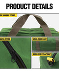 Canvas Tool Bag For Handyman Pros 12 Inch Small Tote with wide handle, smooth zipper, and shoulder strap clip details.