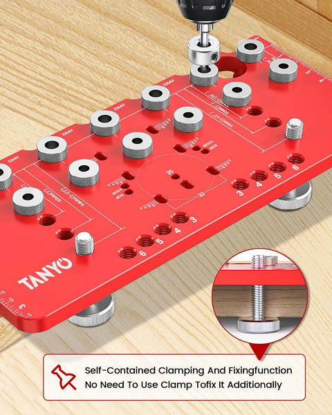 Two In One Shelf Pin And Hinge Jig With Adjustable Quarter Inch Drilling Guides, Lightweight Aluminum Cabinet Hardware Jig