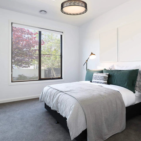 Bedroom with Flush Mount LED Ceiling Light Fixture 14 Inch 20W 1400 Lumens Warm White 3000K Oil Rubbed Bronze