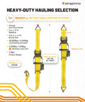 Retractable Ratchet Tie Down Strap 2 Inch By 27 Foot Heavy Duty Webbing With 10000 Pound Breaking Strength, Double J Hook highlighted