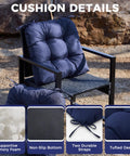 Durable Outdoor Chair Cushions Set Of 2, 19 X 19 X 5 Inches, Waterproof And Fade Resistant Navy Blue Cushions For Patio And Garden on a chair