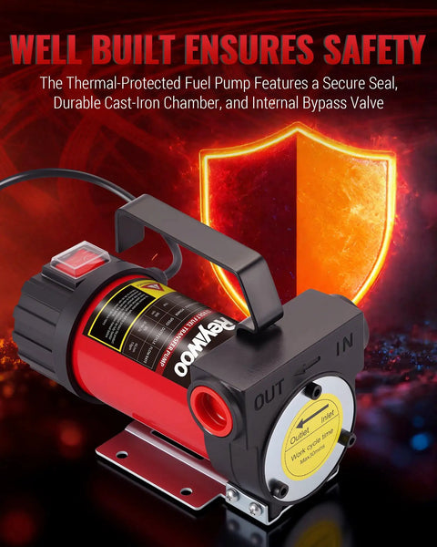 No Sweat Diesel Transfer Pump With 12v Dc Motor And Self Priming Build for kerosene and diesel in cast-iron design.