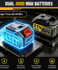 Dual 4000 mAh batteries for cordless HVLP paint sprayer, featuring lithium-ion protection for extended usage.
