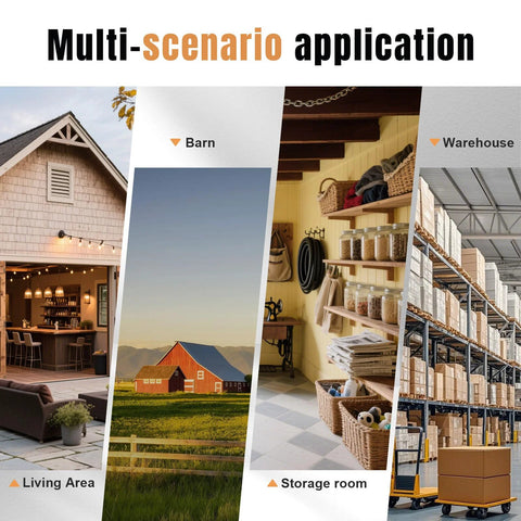 Multi-scenario applications for barn door hardware kit in living area, barn, storage room, warehouse.