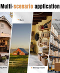 Image showing multi-scenario application with barn, warehouse, storage room, and living area for 8 Foot Exterior Sliding Barn Door Hardware Kit With number provided fits given