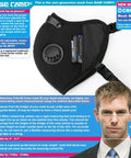 Cross Back Dust Mask With Six Activated Carbon Filters For Woodworking Construction Sanding Gardening And Sawing Reusable Breathable Comfy Safety Gear With Dual Quick Release Straps For All Day Wear showing front view and adjustable straps