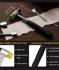 14 Size Leather Corner Punch Set With Half Round Punches And Leather End Punch Kit, Includes Double Sided Nylon Hammer